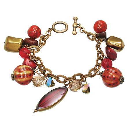 Bracelet Breloque Perles Fashion Rouge