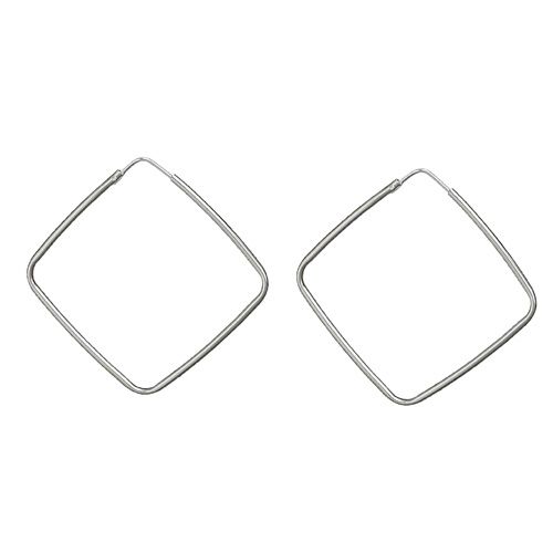 Boucles d'oreilles Argent 925 Créole Carré 40 mm