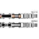 Bracelet Acier 316 L Réversible PVD Noir et Rose Motif Grec + Quadrillage