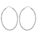 Boucles d'oreilles Argent 925 Créole Ovale Diamanté 40 mm