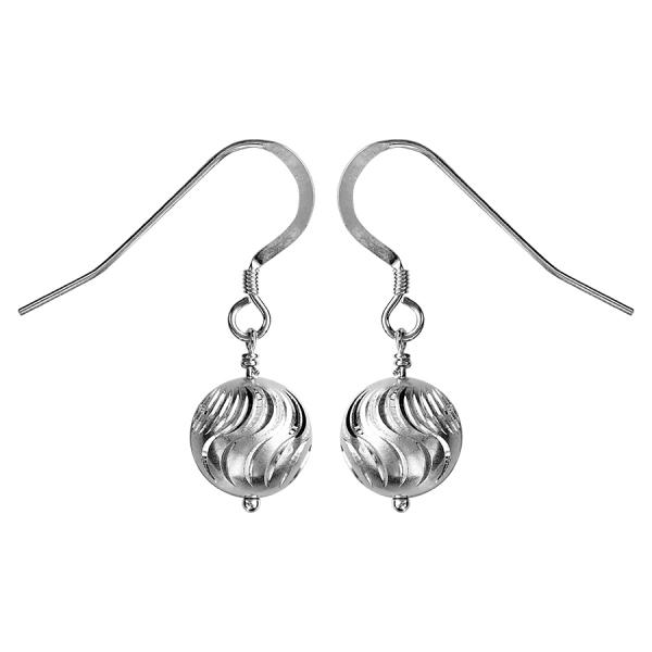 Boucles d'oreilles Argent 925 Grosse Boule Guillochée