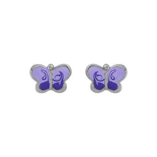 Boucles d'oreilles Argent 925 Enfant Papillon Violet