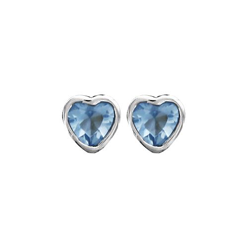 Boucles d'oreilles Argent 925 Coeur Zirconium Sertis Clos Bleu