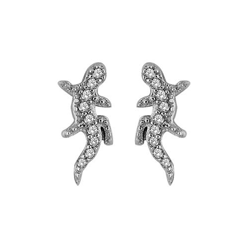 Boucles d'oreilles Argent 925 et Zirconium Salamandre