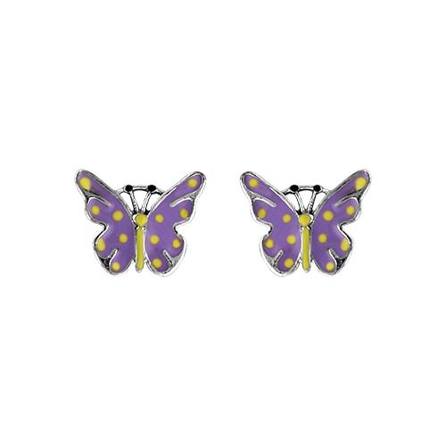 Boucles d'oreilles Argent 925 Enfant Papillon Violet
