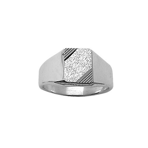 Chevalière Argent 925 Rectangulaire Diamantée