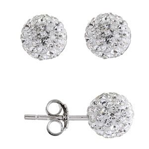 Boucles d'oreilles Argent 925 et Boules Zirconium Blanc 8 mm