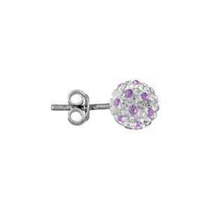 Boucles d'oreilles Argent 925 et Boules Zirconium Violet et Blanc 8 mm