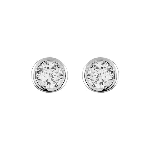 Boucles d'oreilles Argent 925 et Zirconium Rond Serti Clos 5 mm