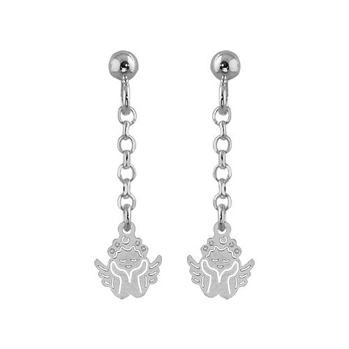 Boucles d'oreilles Argent 925 Chainette Jaseron Ange