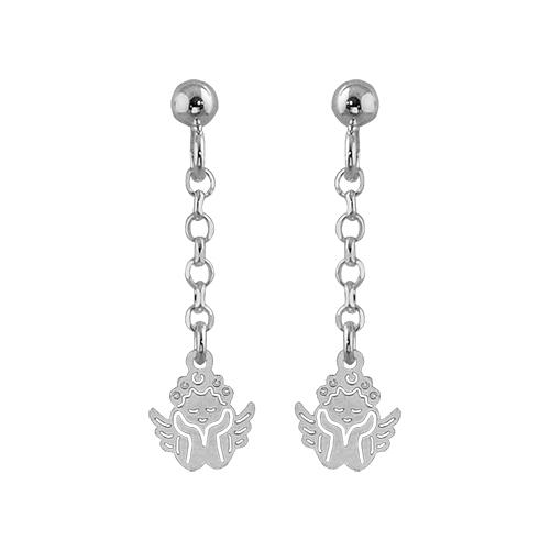 Boucles d'oreilles Argent 925 Chainette Jaseron Ange