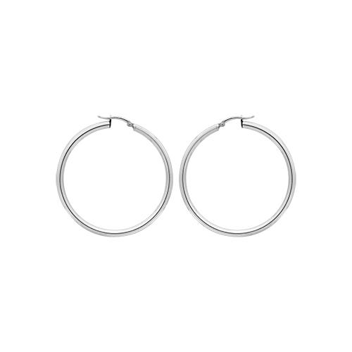 Boucles d'oreilles Argent 925 Rhodié Créole Tube 3 mm Diam. 25 mm