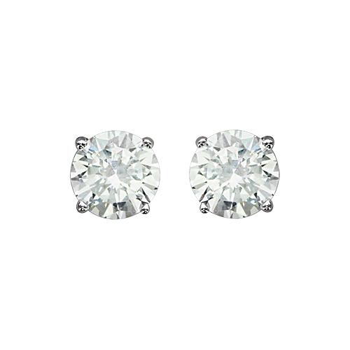 Boucles d'oreilles Argent 925 et Zirconium 4 Griffes Rond 8 mm