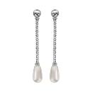 Boucles d'oreilles Argent 925 Chaine Maille Pop Corn Perle d'imitation Goutte Blanche