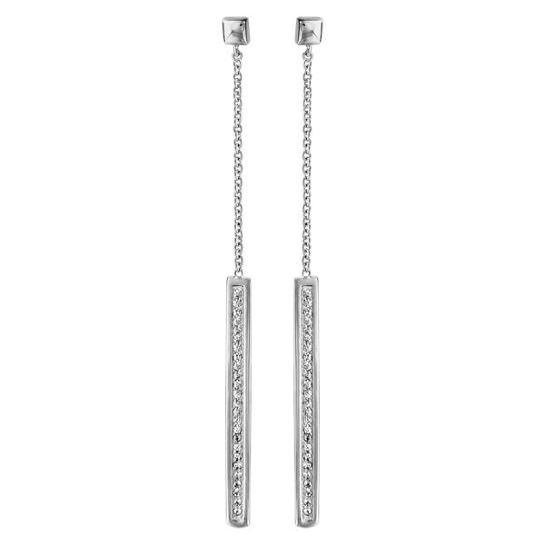 Boucles d'oreilles Argent 925 Pendante Rectangle avec Zirconium Sertis