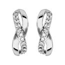 Boucles d'oreilles Argent 925 et Zirconium Sertis Demi Créoles Croisées