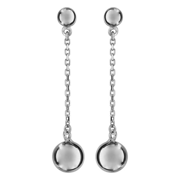 Boucles d'oreilles Argent 925 Pendantes Chainettes Boules