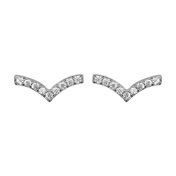 Boucles d'oreilles Argent 925 Forme V avec Zirconium Serti