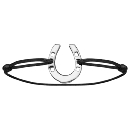 Bracelet Argent 925 Cordon Noir Fer à Cheval