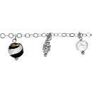 Bracelet Argent 925 Verre de Murano 3 Boules + 2 Pampilles