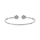 Bracelet Argent 925 Rigide Fin Fil Rond Double Etoiles Zirconium