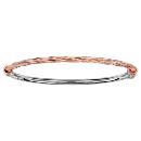 Bracelet Argent 925 et Dorure Rose Jonc Torsadé Ovale Articulé