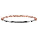 Bracelet Argent 925 et Dorure Rose Jonc Torsadé Ovale Articulé