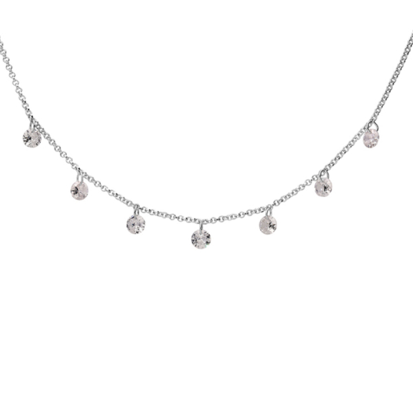 Collier Argent 925 Pierre Synthèse Blanches