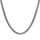 Collier Argent 925 Maille Plate Noir Motif Tresse Blanche