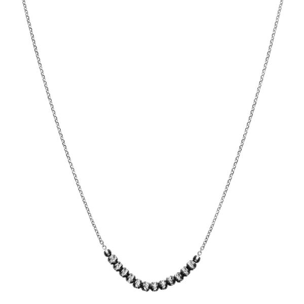 Collier Argent 925 Boules Diamantés Rhodium Noir