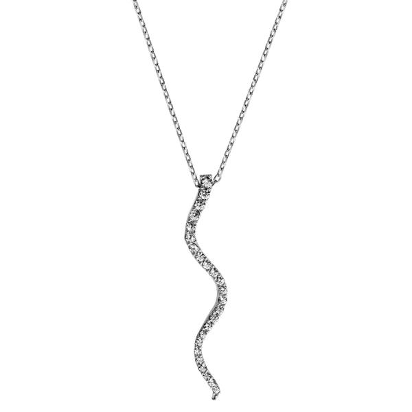 Collier Argent 925 Pendentif Vague avec Zirconium