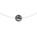 Collier Argent 925 Fil Nylon Perle d'imitation Grise 8 mm 42 cm