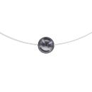 Collier Argent 925 Fil Nylon Perle d'imitation Grise 8 mm 42 cm