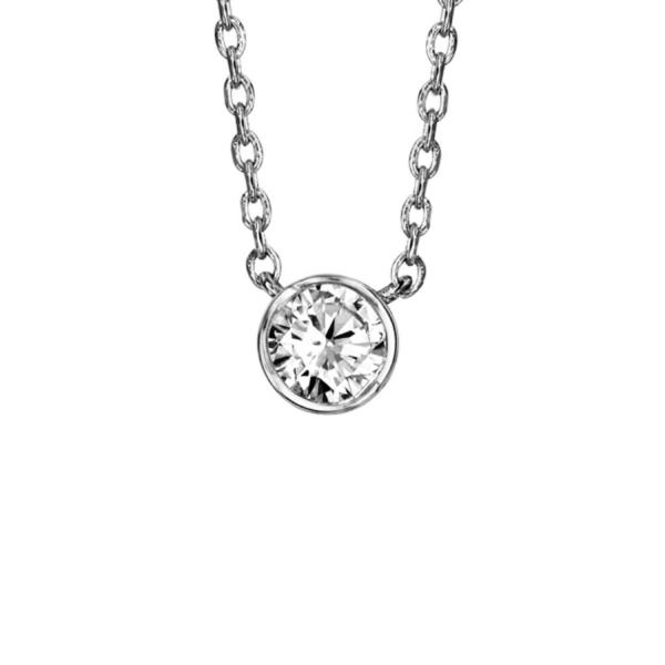 Collier Argent 925 Zirconium Blanc Clos