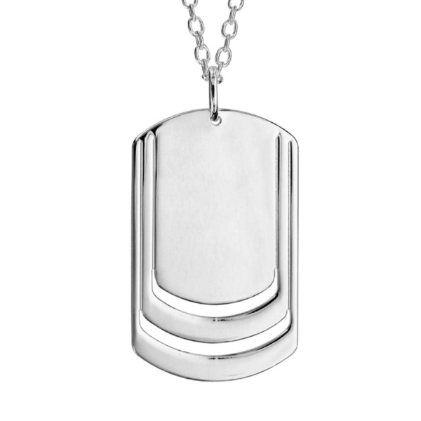 Collier Argent 925 Massif Passivé Plaque GI 3 Prénoms