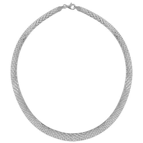 Collier Argent 925 Omega Semi-Rigide Strié