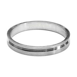 Bague Alliance Argent 925 Brossée + Filets 3 mm