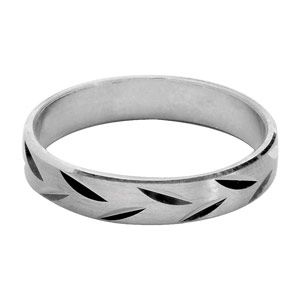 Bague Alliance Argent 925 Ciseléee 4 mm