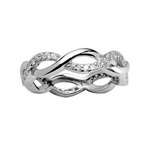 Bague Argent 925 Double Anneaux Croisés avec Zirconium