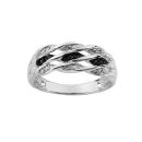 Bague Argent 925 et Zirconium Bicolore Triple Rangs Vrilles