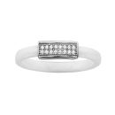 Bague Argent 925 Anneau Céramique Petite Barette Zirconium Micro Sertis Blanche