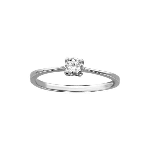 Bague Argent 925 Solitaire Zirconium 4 mm 4 Griffes