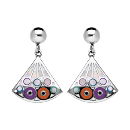 Boucles d'oreilles Acier 316 L Eventail Résine et Nacre Blanc