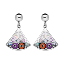 Boucles d'oreilles Acier 316 L Eventail Résine et Nacre Blanc