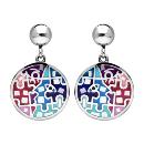 Boucles d'oreilles Acier 316 L Rond avec Nacre Résine Multicolore