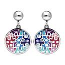 Boucles d'oreilles Acier 316 L Rond avec Nacre Résine Multicolore