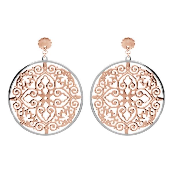 Boucles d'oreilles Acier 316 L Rond Ajouré Bicolore