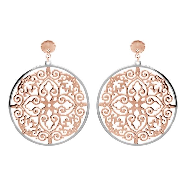 Boucles d'oreilles Acier 316 L Rond Ajouré Bicolore