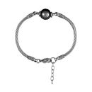 Bracelet Acier 316 L Cable Rigide 1 Boule Céramique Noire