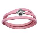 Bracelet Acier 316 L Boule Aimantée Cuir Rose